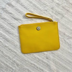 NWT Oroton Yellow Leather Large Zip Pouch Brand New
